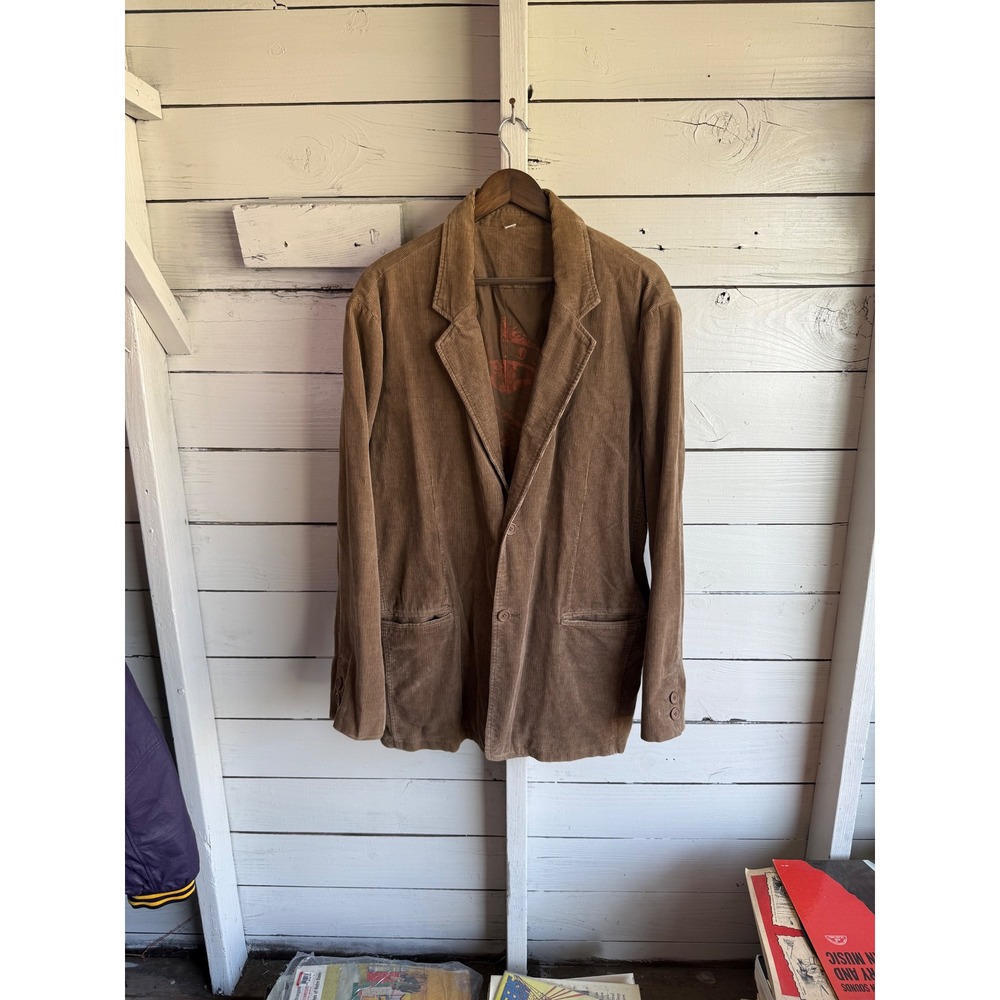 Mossimo Mens Tan Brown Corduroy Blazer Jacket Two Button XL Vintage Style